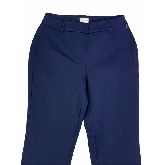 J Crew Womens Ponte Cropped Pants Navy Blue Stretch Pockets Mid Rise 4 New - Picture 2 of 9